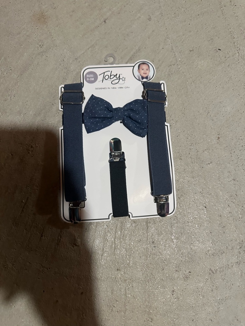 Toby Navy Bow Tie and Suspenders Set for Kids